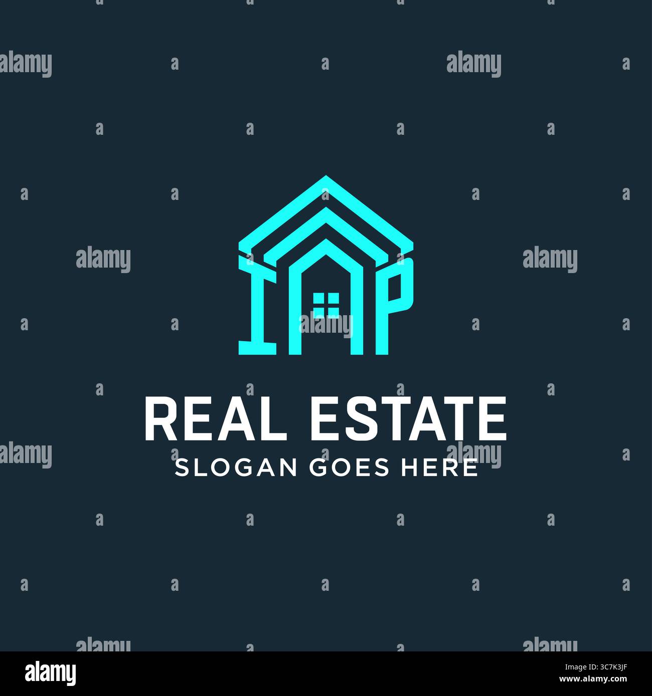 Initial letter IP roof logo real estate with creative and modern logo style vector graphic vector graphic Stock Vector