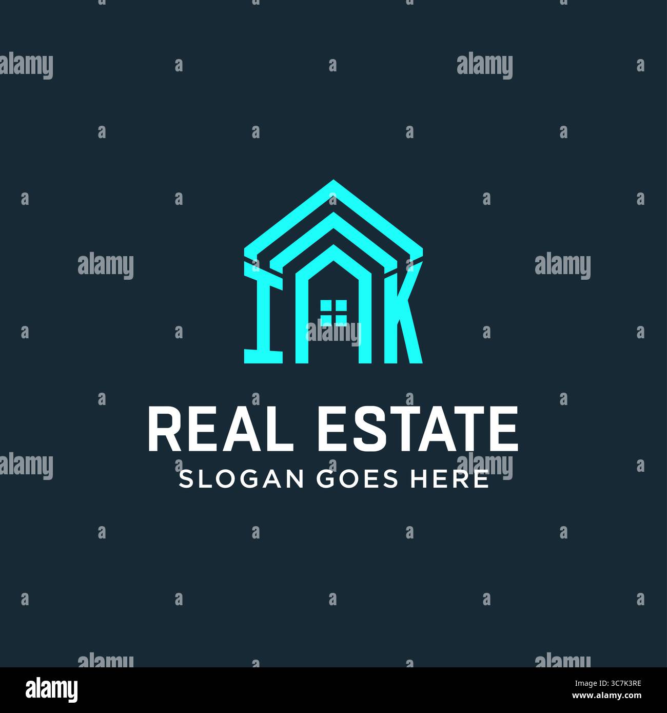 Initial letter IK roof logo real estate with creative and modern logo ...