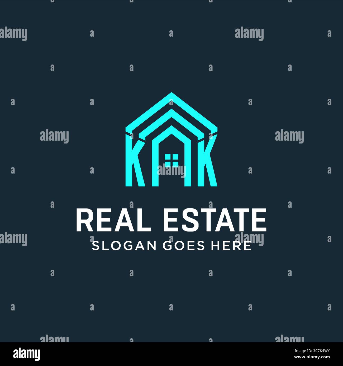 Initial letter KK roof logo real estate with creative and modern logo ...