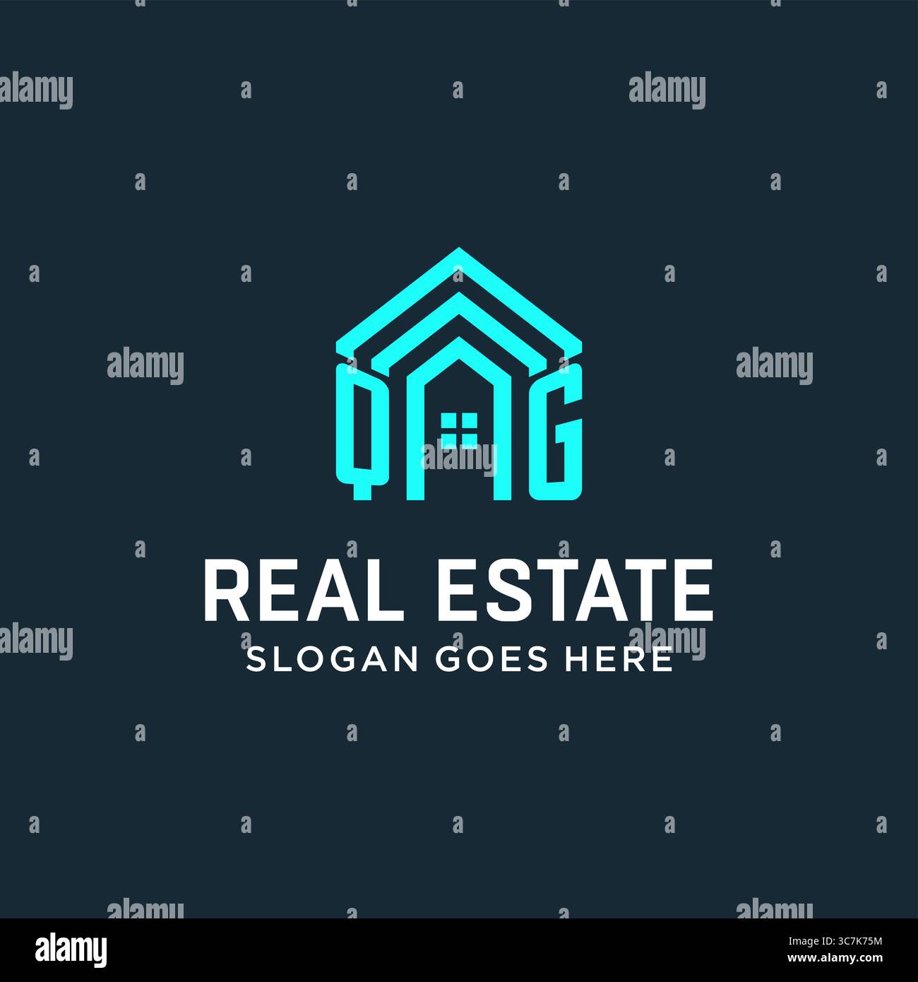 Initial letter QG roof logo real estate with creative and modern logo ...