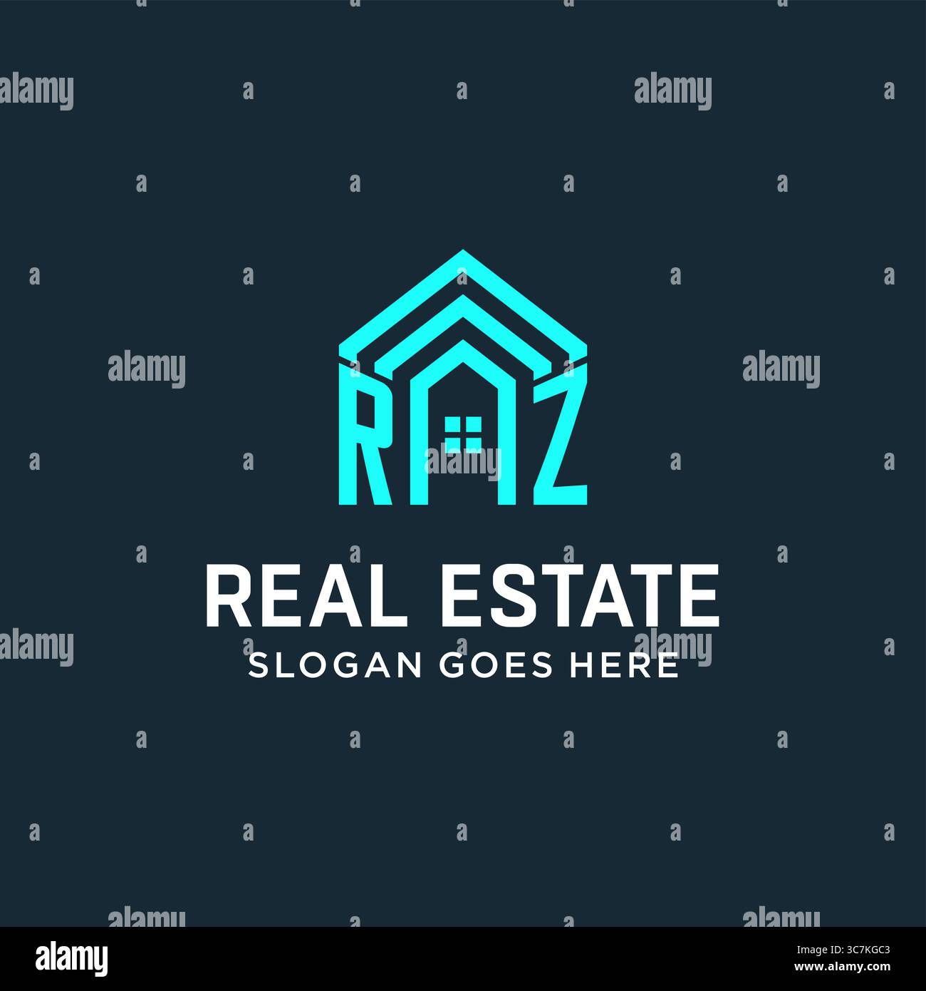 Initial letter RZ roof logo real estate with creative and modern logo ...