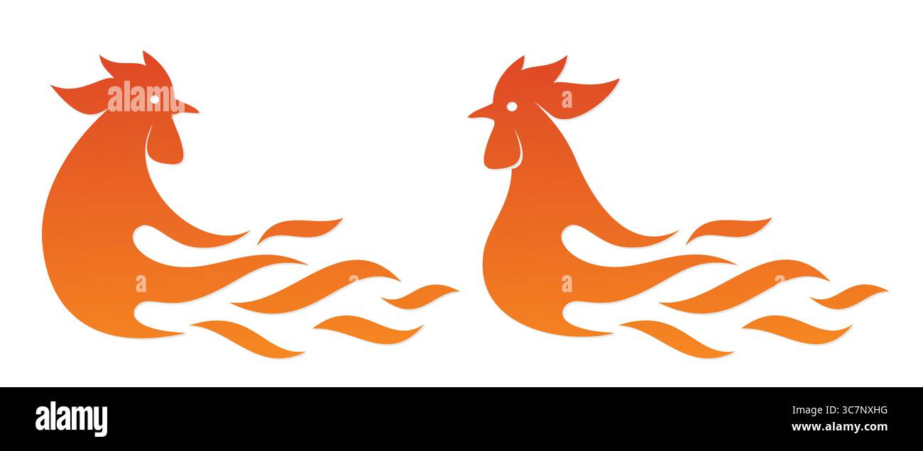 The fire rooster logos. Stock Vector
