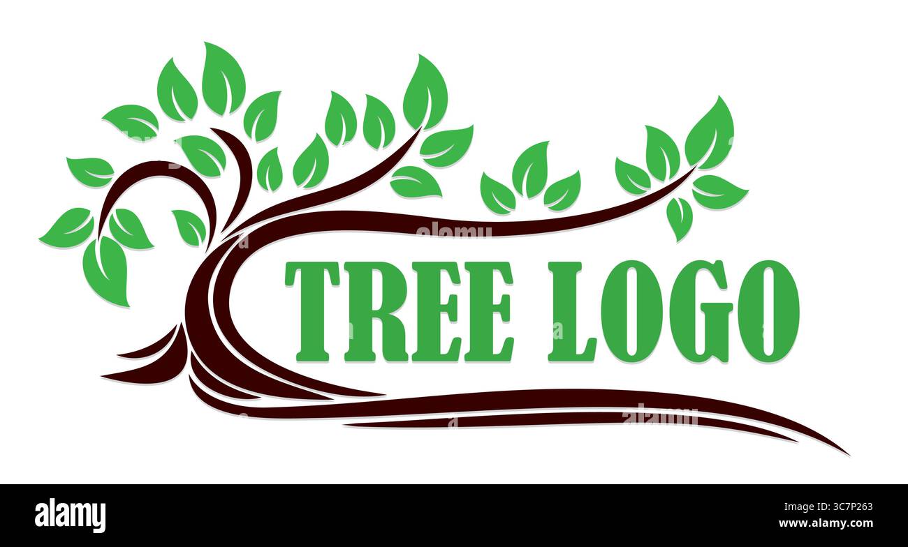 Green tree with roots. Stock Vector