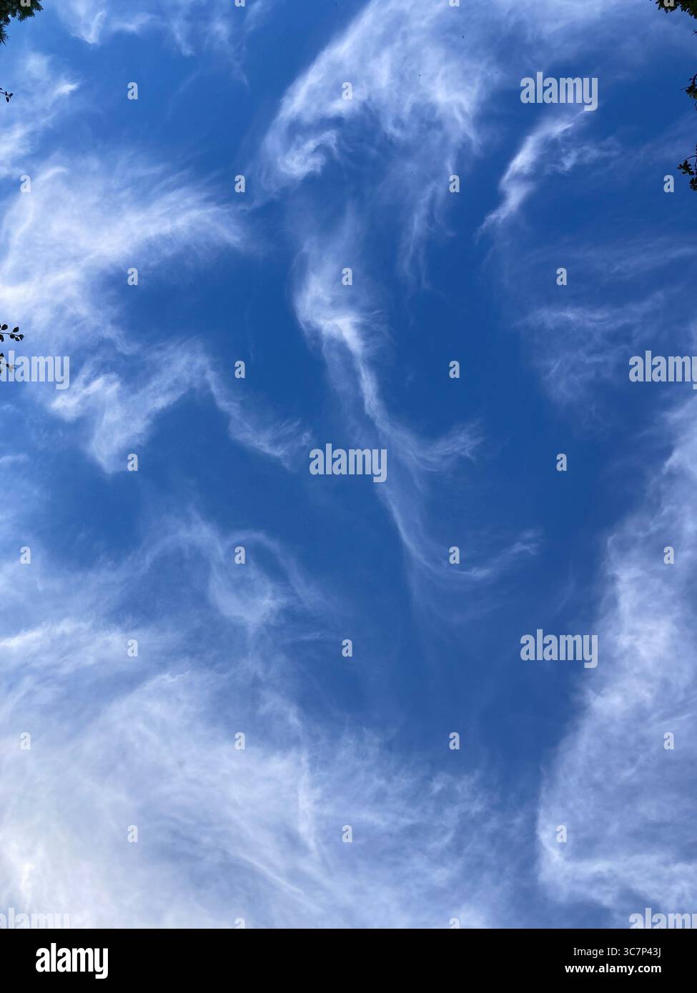 wispy cirrus clouds Stock Photo