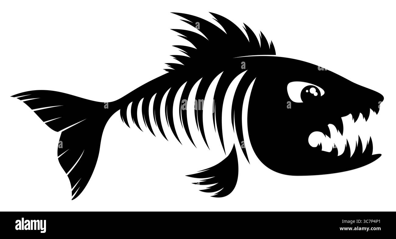 Skeleton of predatory sea fish. Stock Vector