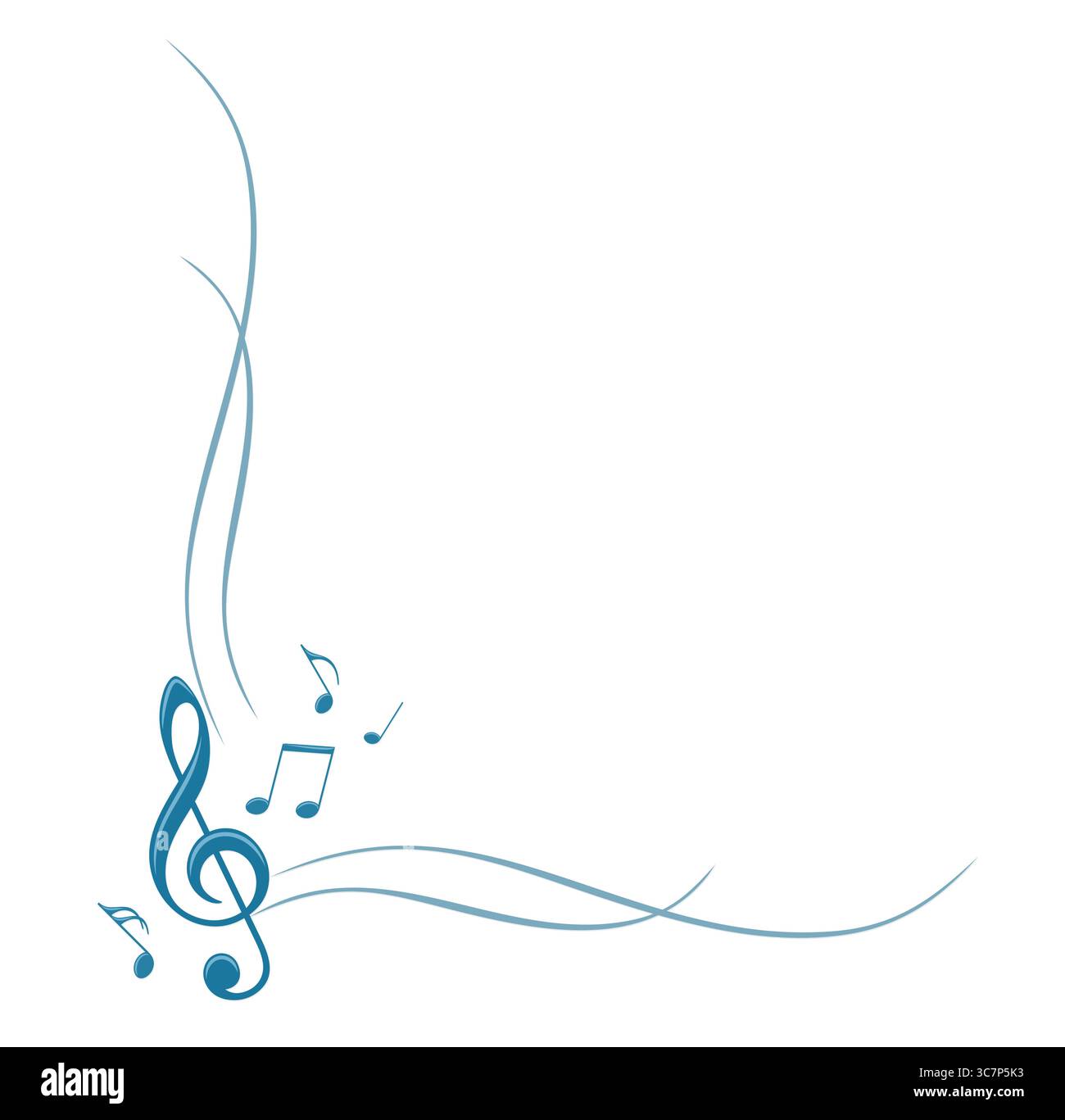 The stylized blue frame with music notes. Stock Vector