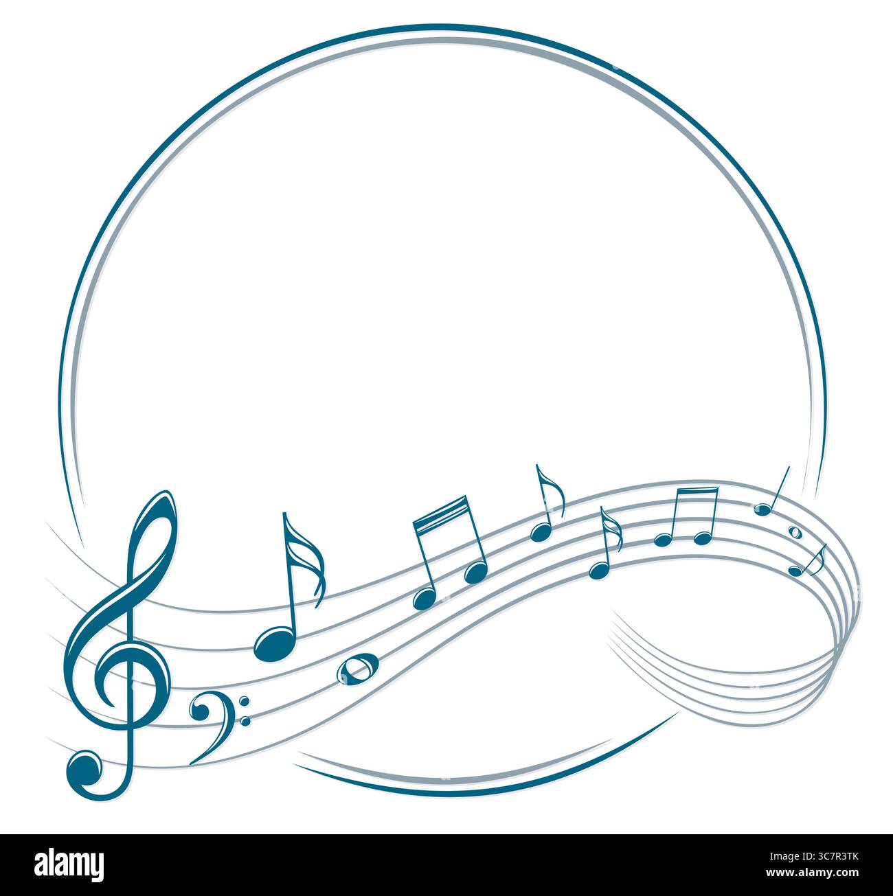 The stylized blue frame with music notes. Stock Vector