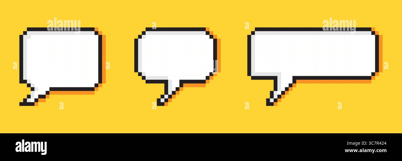 Pixel speech bubbles. Set of empty pixel speech bubbles. Vector ...