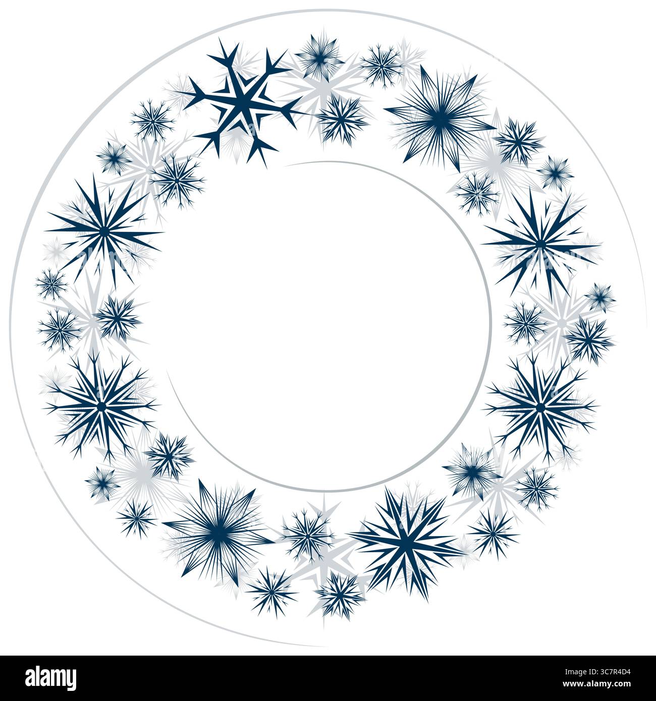 A round frame with snowflakes. Stock Vector