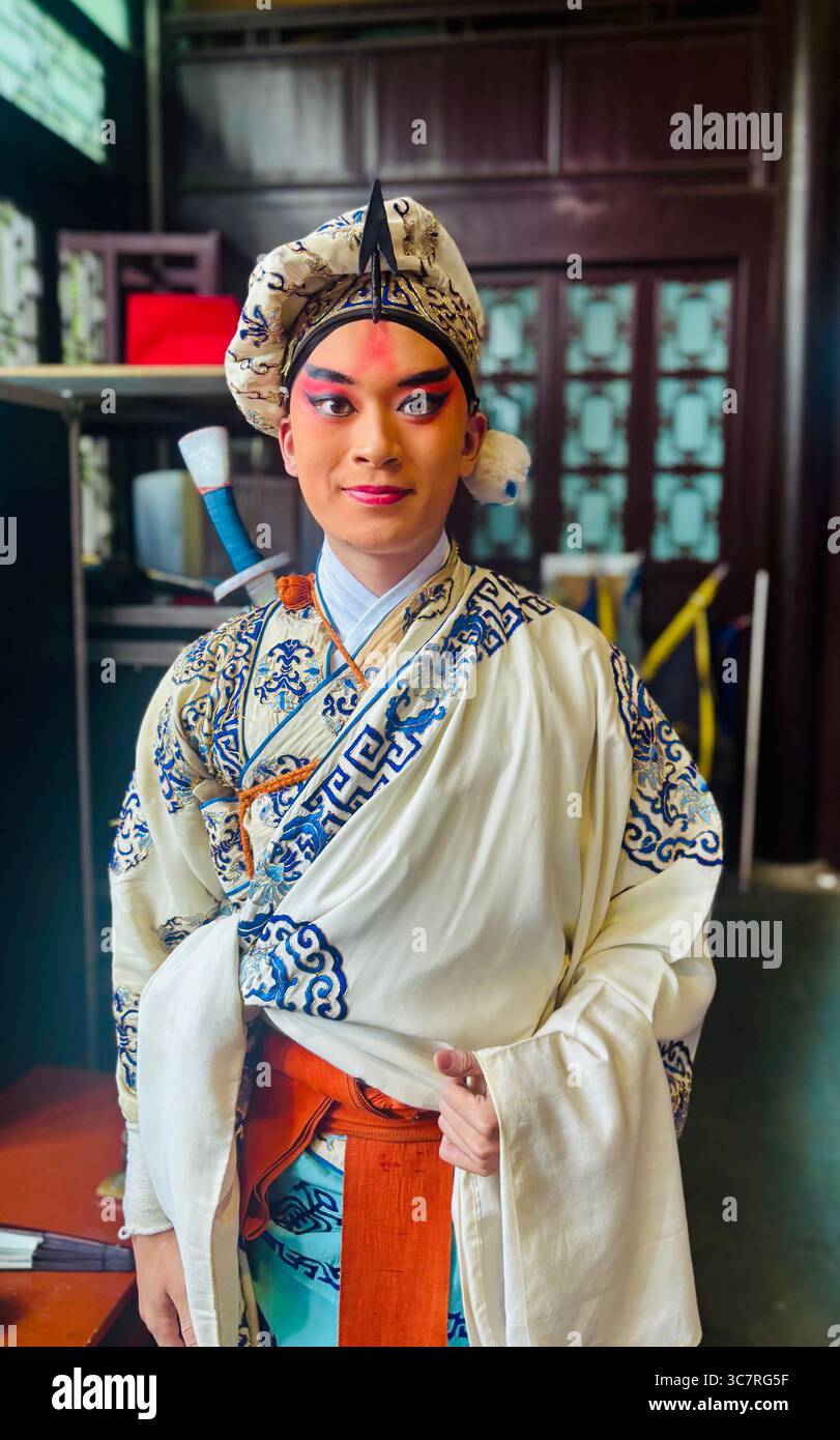 Chinese Kunqu opera performers get ready for the show. - Smartphone Captured Stock Image