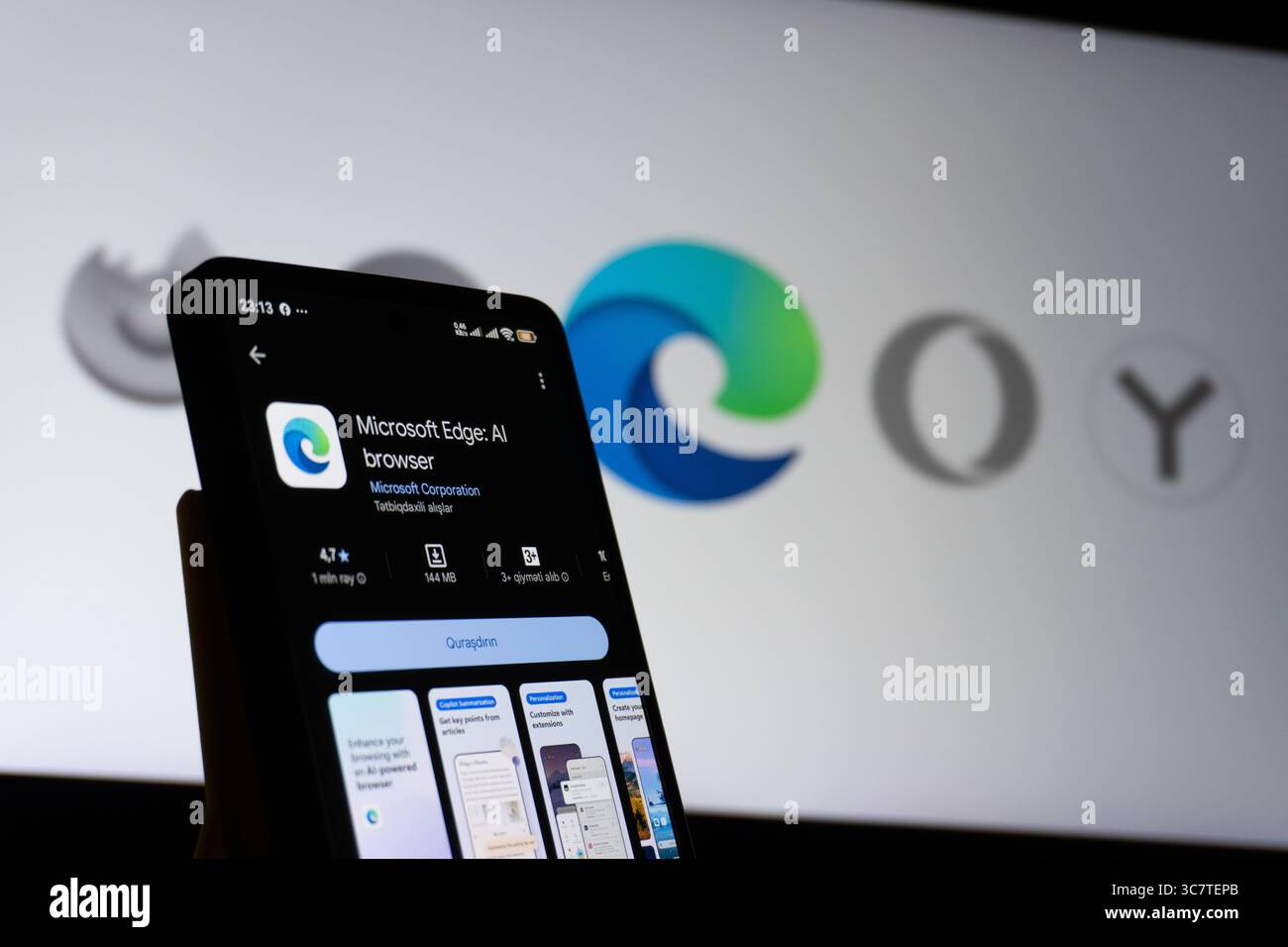 Microsoft Edge browser in app store Stock Photo - Alamy