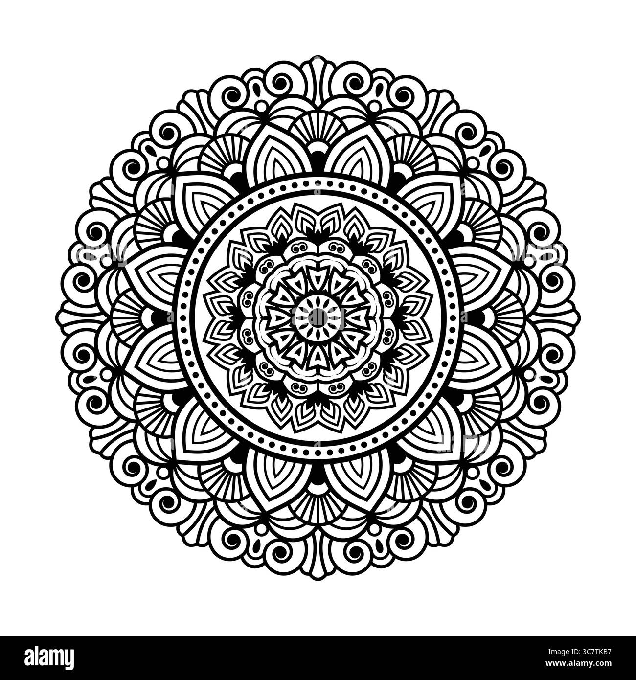 Intricate Black and White Mandala Design Vector Decorative Floral ...