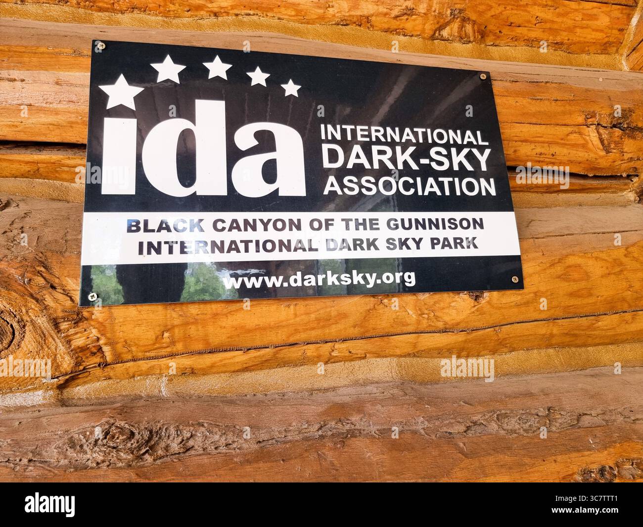 Sign of the IDA, International Dark-Sky Association, in Black Canyon of the Gunnison International dark sky park; www.darksky.org - Smartphone Captured Stock Image