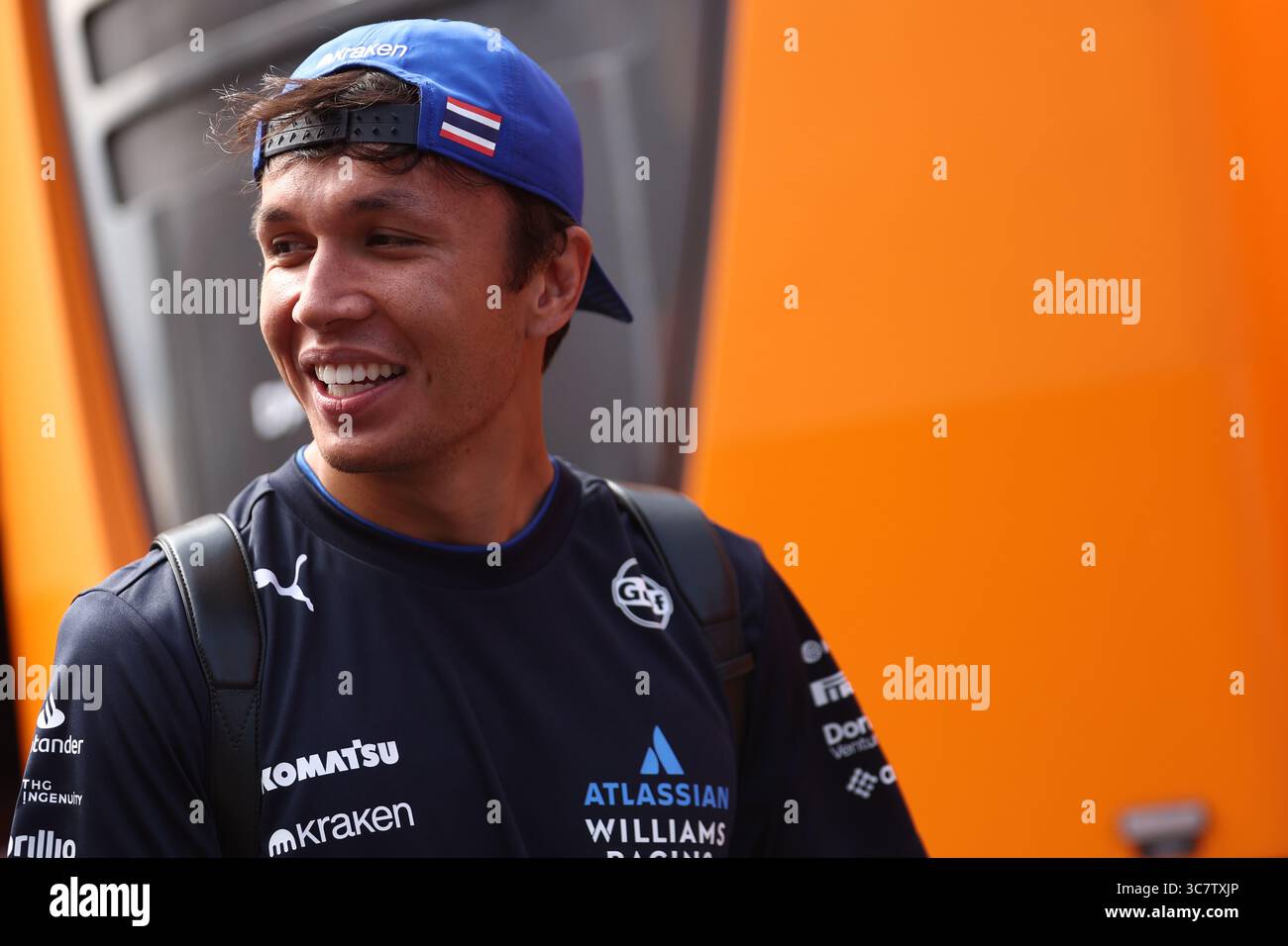 Alexander Albon of Williams Racing looks on in the paddock before final ...