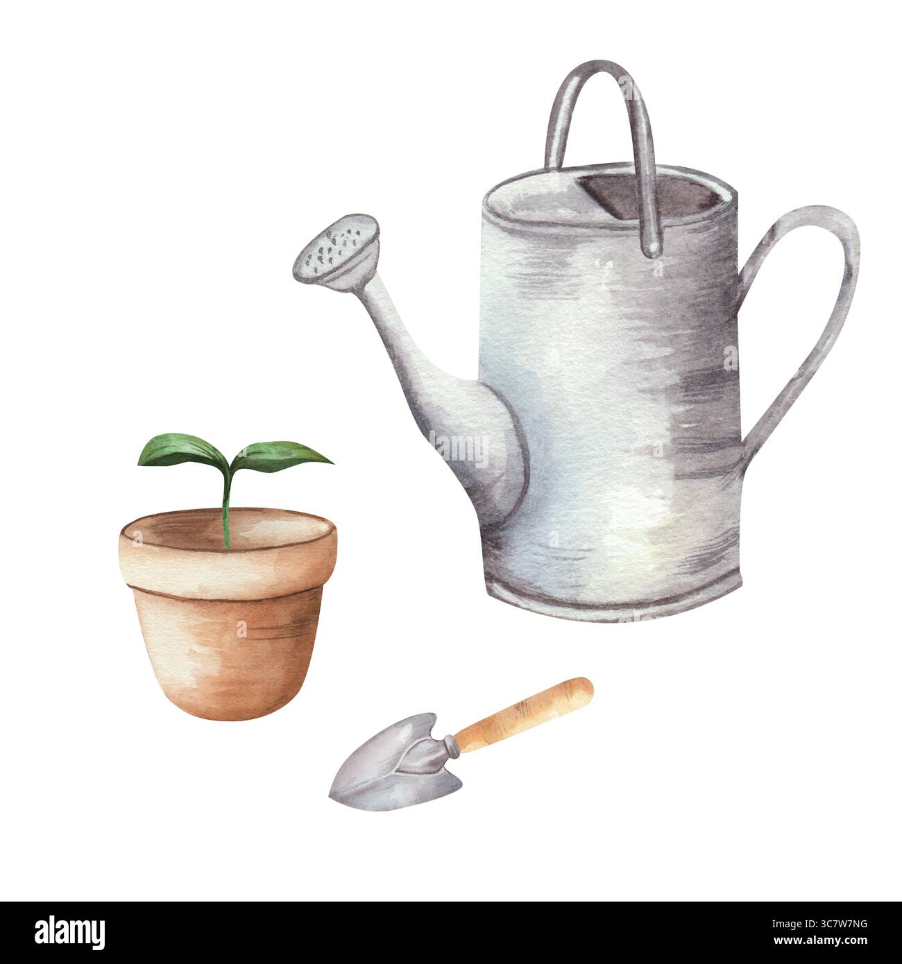 Watering can illustration vintage hi-res stock photography and