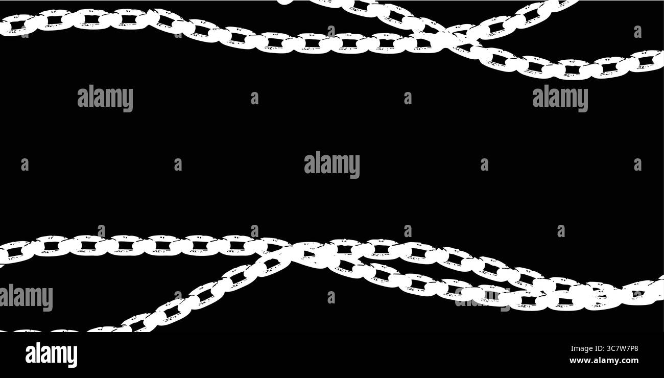 black chains hanging on yellow background creating a frame Stock Vector