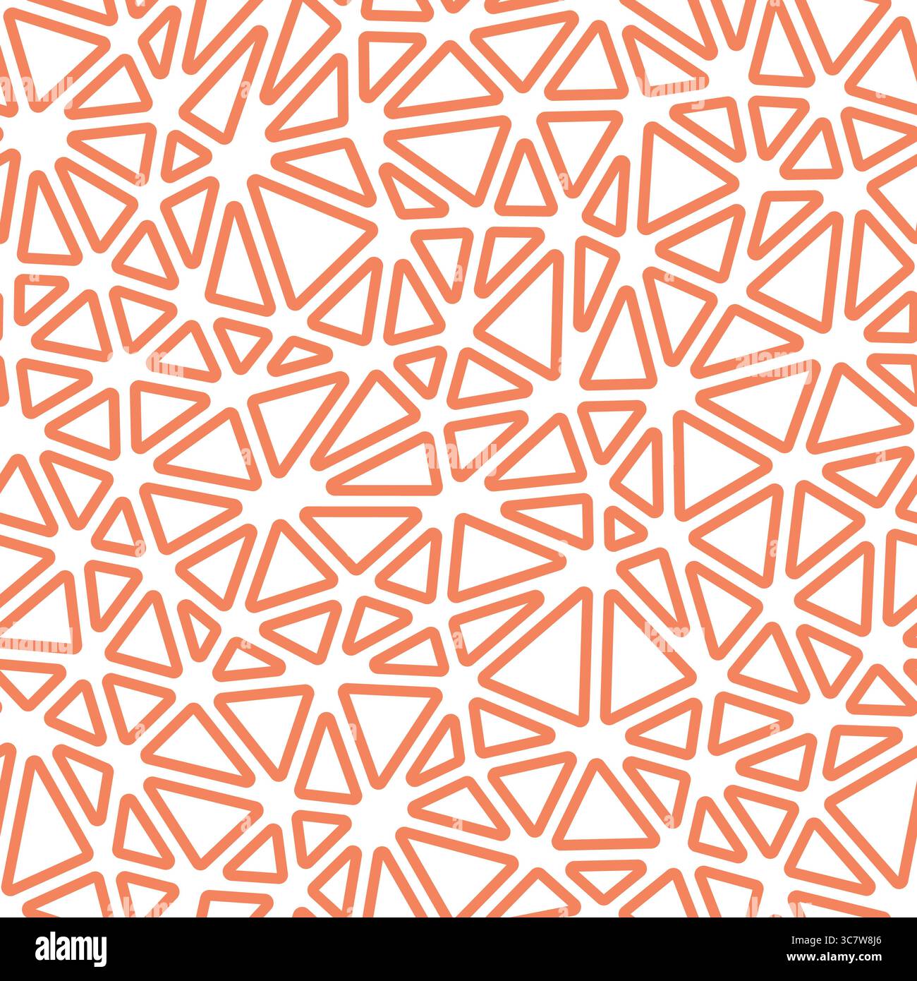 Triangulation geometric shapes background. Compact triangles size. Solid Color style. Rounded triangles outlined. Repeatable pattern. Stock Vector