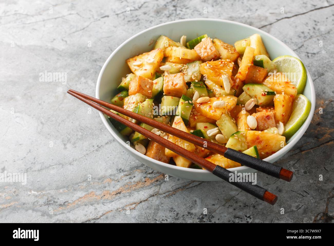 Asian Rojak fruit vegetable salad with tofu cheese seasoned with sweet ...