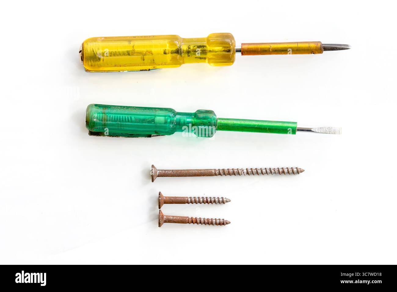 Tester and Screw isolated on white background Stock Photo