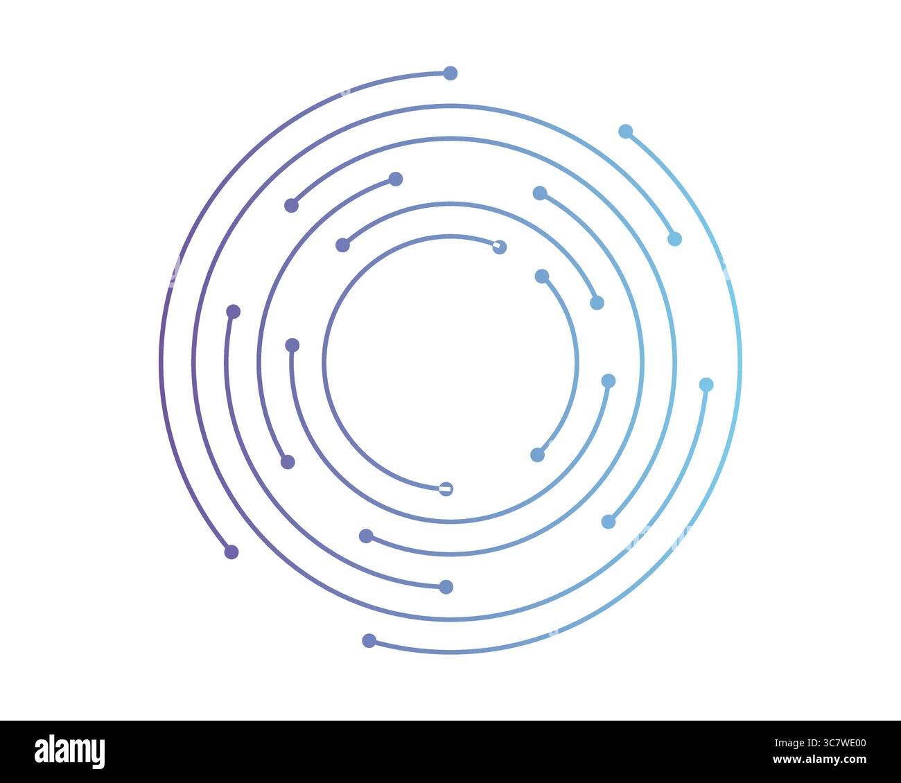Circuit board circle line dots connection. Motherboard electronic technology data, electrical board, cpu. Programming science, computer system elements. Vector illustration Stock Vector