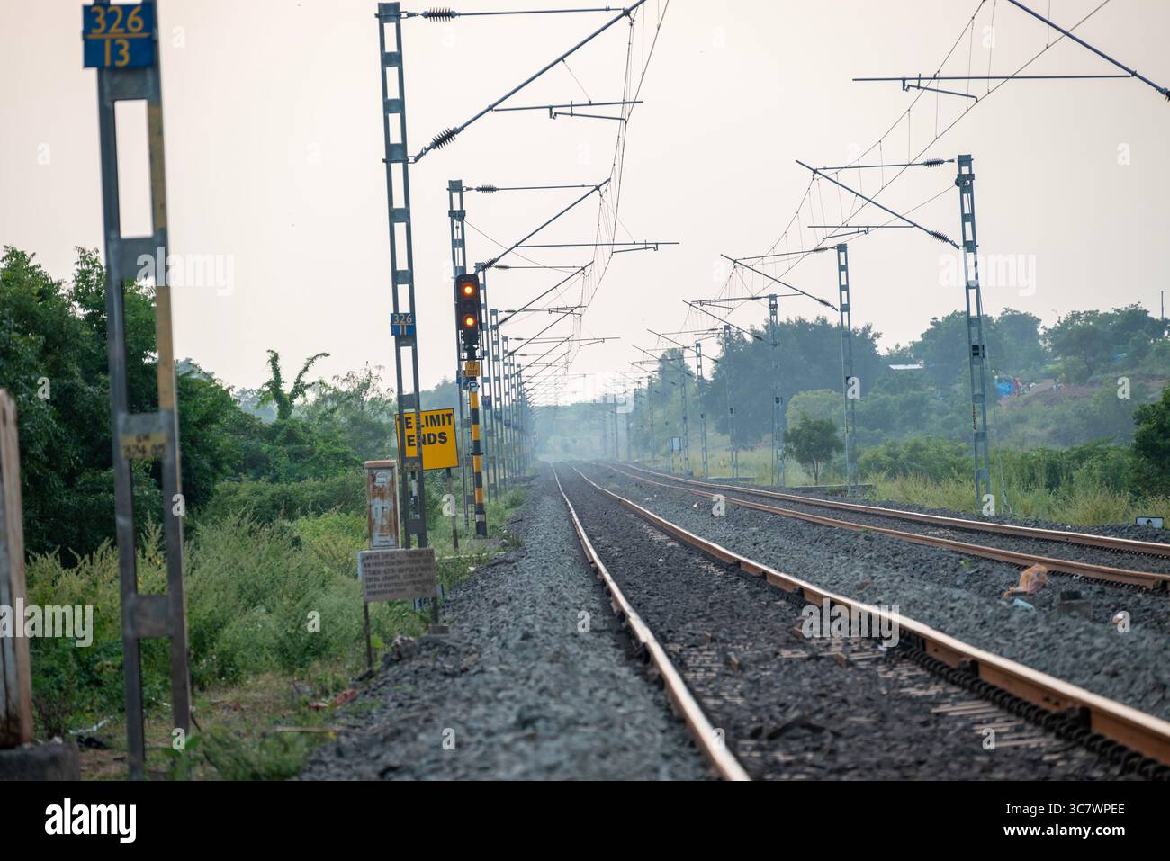 Railway track in India. Indian Railways Diesel-Electric Multiple Unit ...