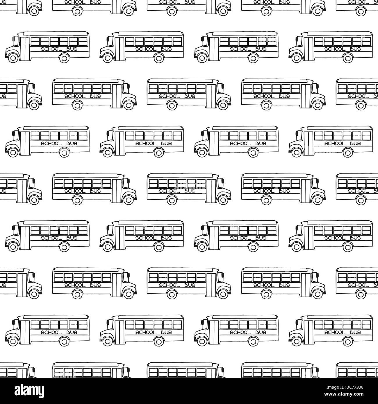 Seamless pattern with school busses, back to school pattern Stock Vector