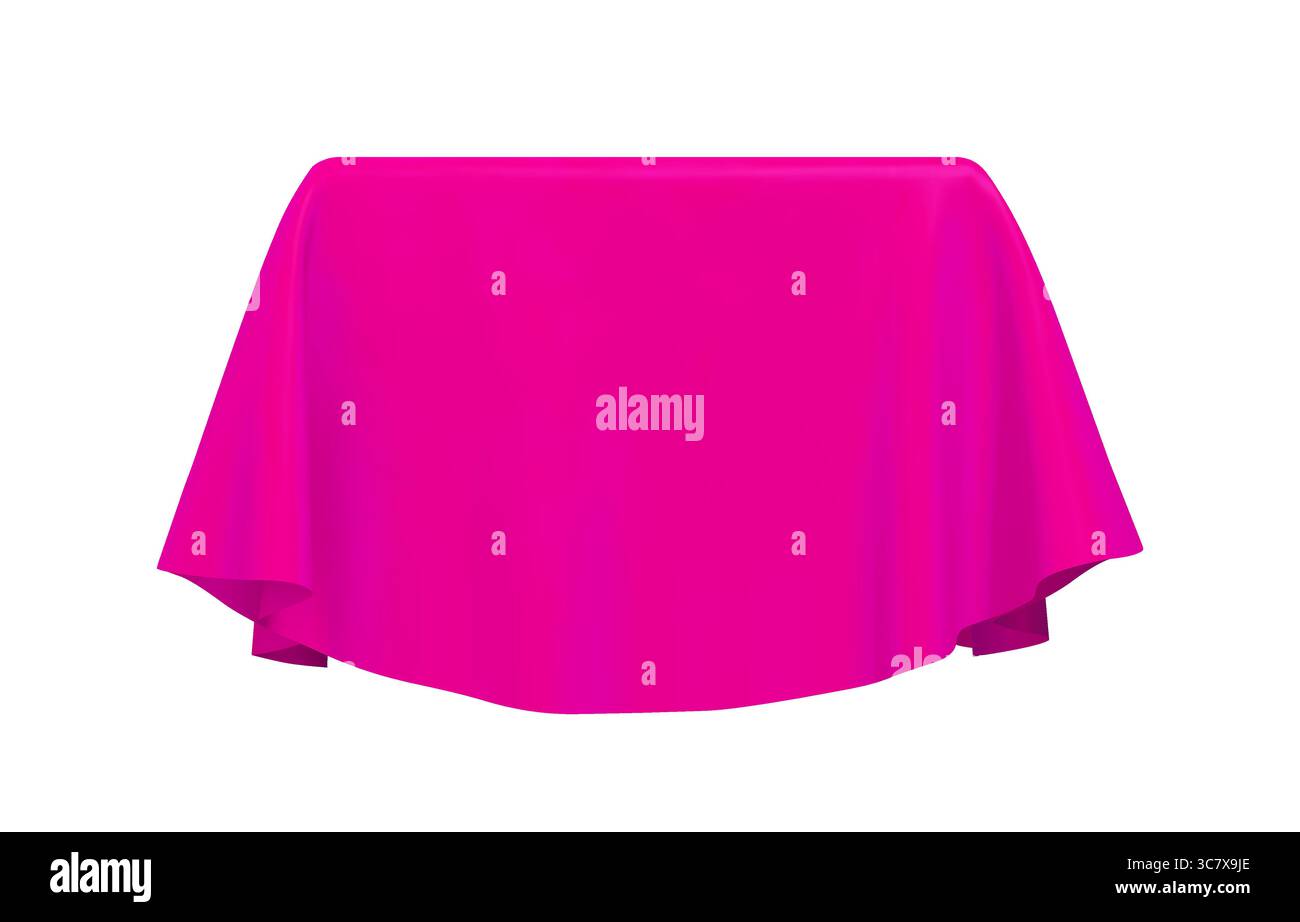 Pink fabric covering a cube or rectangular shape Stock Vector