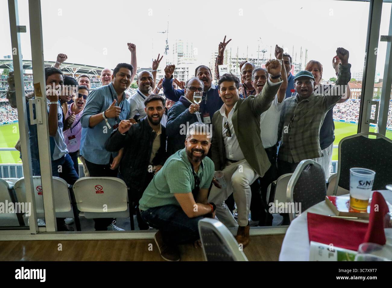 Fans react during the 5th Rothesay Test Match Day 3 England vs India at ...