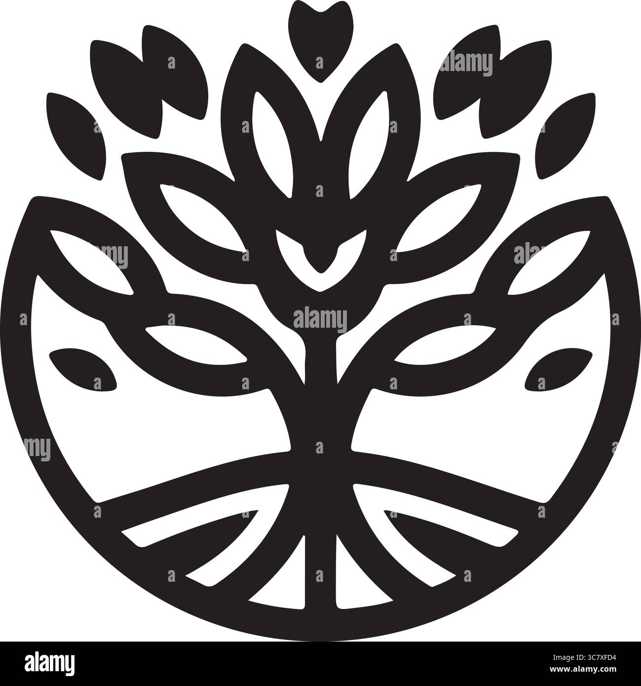 A tree silhouette vector art illustration with white background Stock Vector
