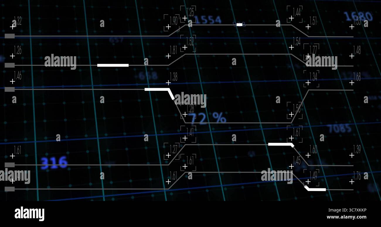 Displaying central data network in virtual interface, with 3D grid ...