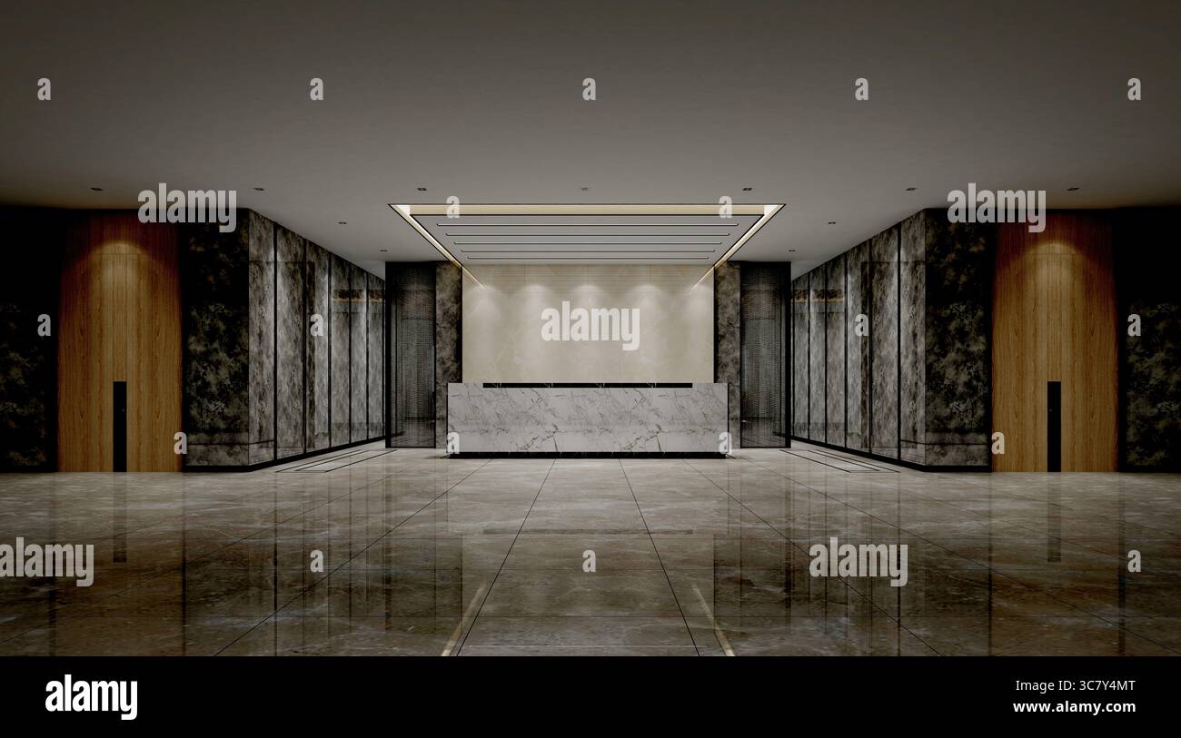 3d render luxury hotel lobby Stock Photo
