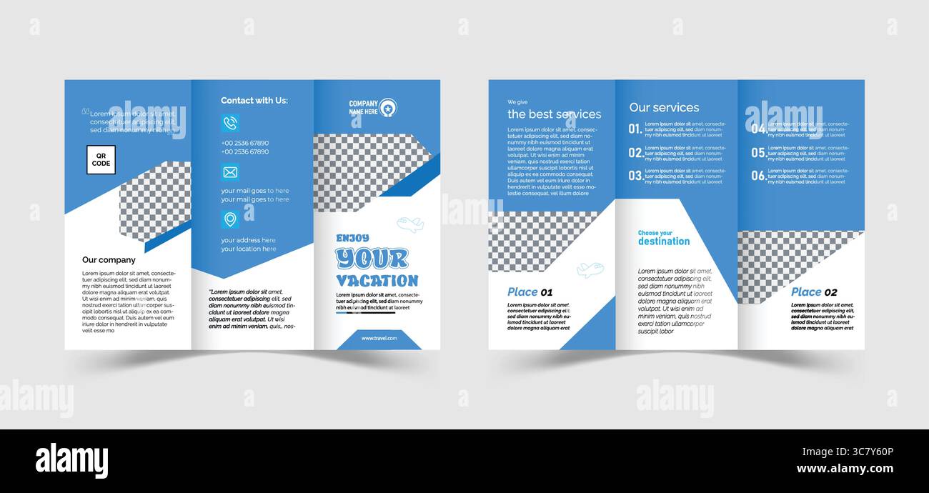 Travel Trifold Brochure Template Design Stock Vector