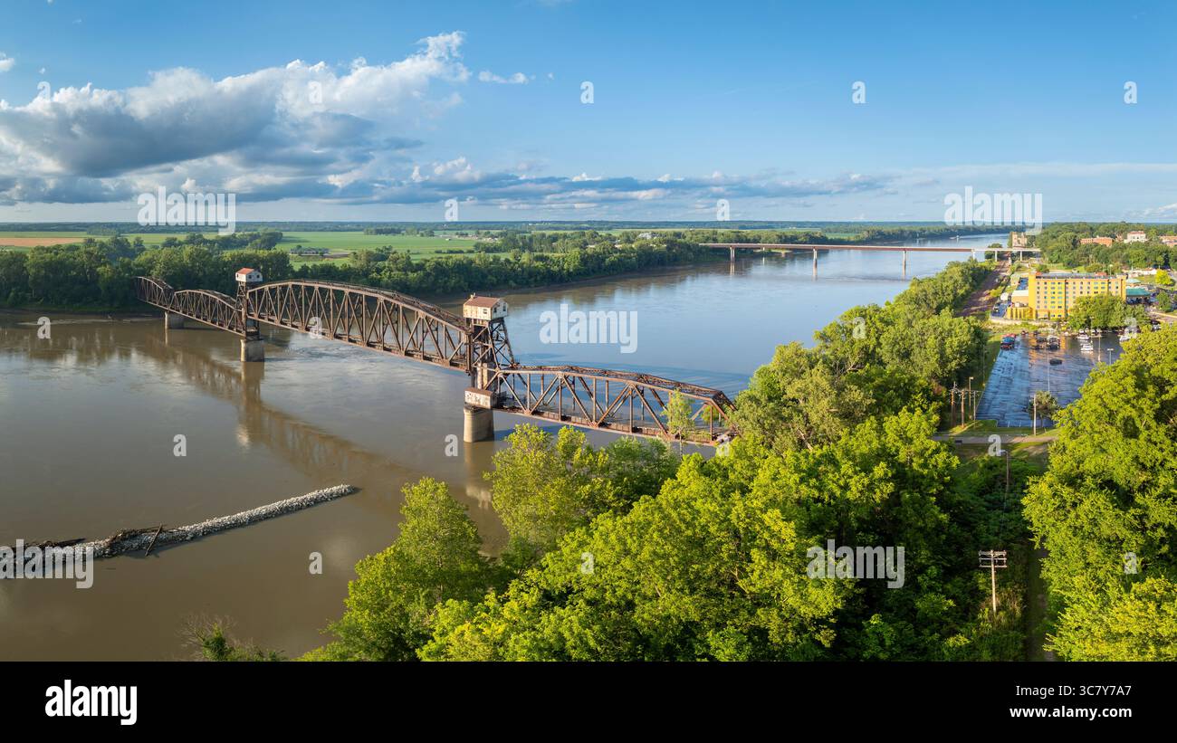 Historic railroad Katy Bridge over Missouri River at Boonville with a