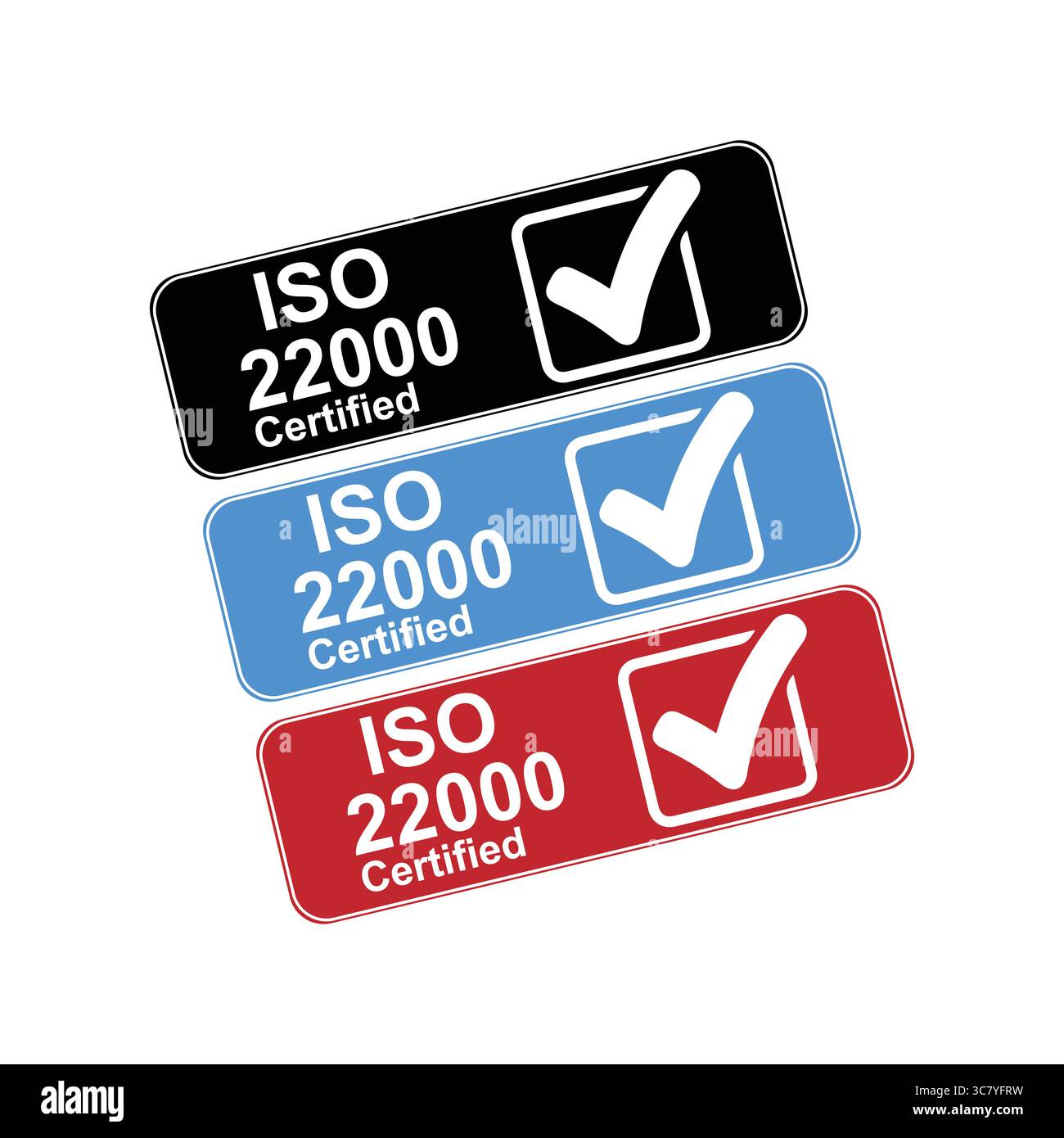 ISO 22000 Approval Icons for Food Safety and Certification Labels Stock ...