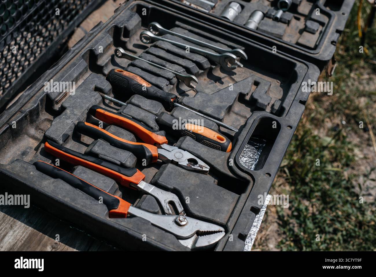 A suitcase with working tools. Car mechanics. Repair. Stock Photo