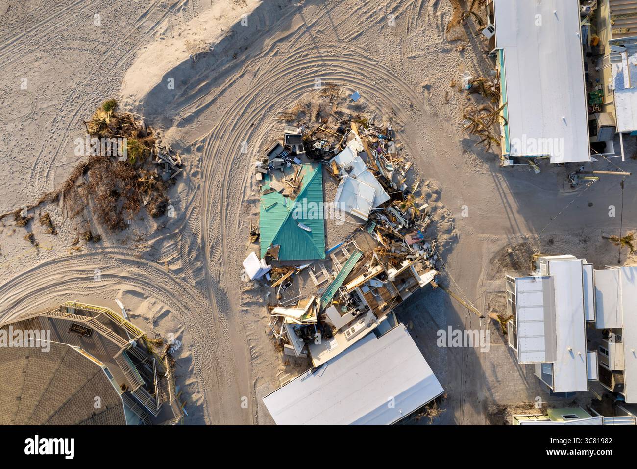 Storm surge severe damage to residential houses on ocean shore after ...