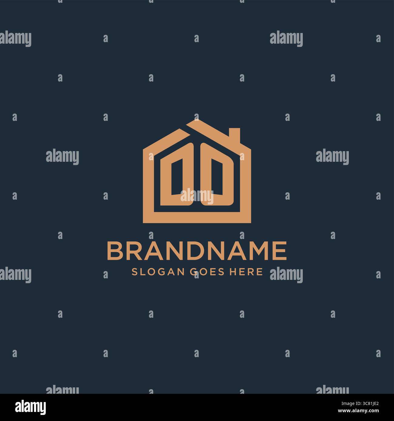 Initial letter DO logo with simple minimalist home shape icon design vector graphic Stock Vector