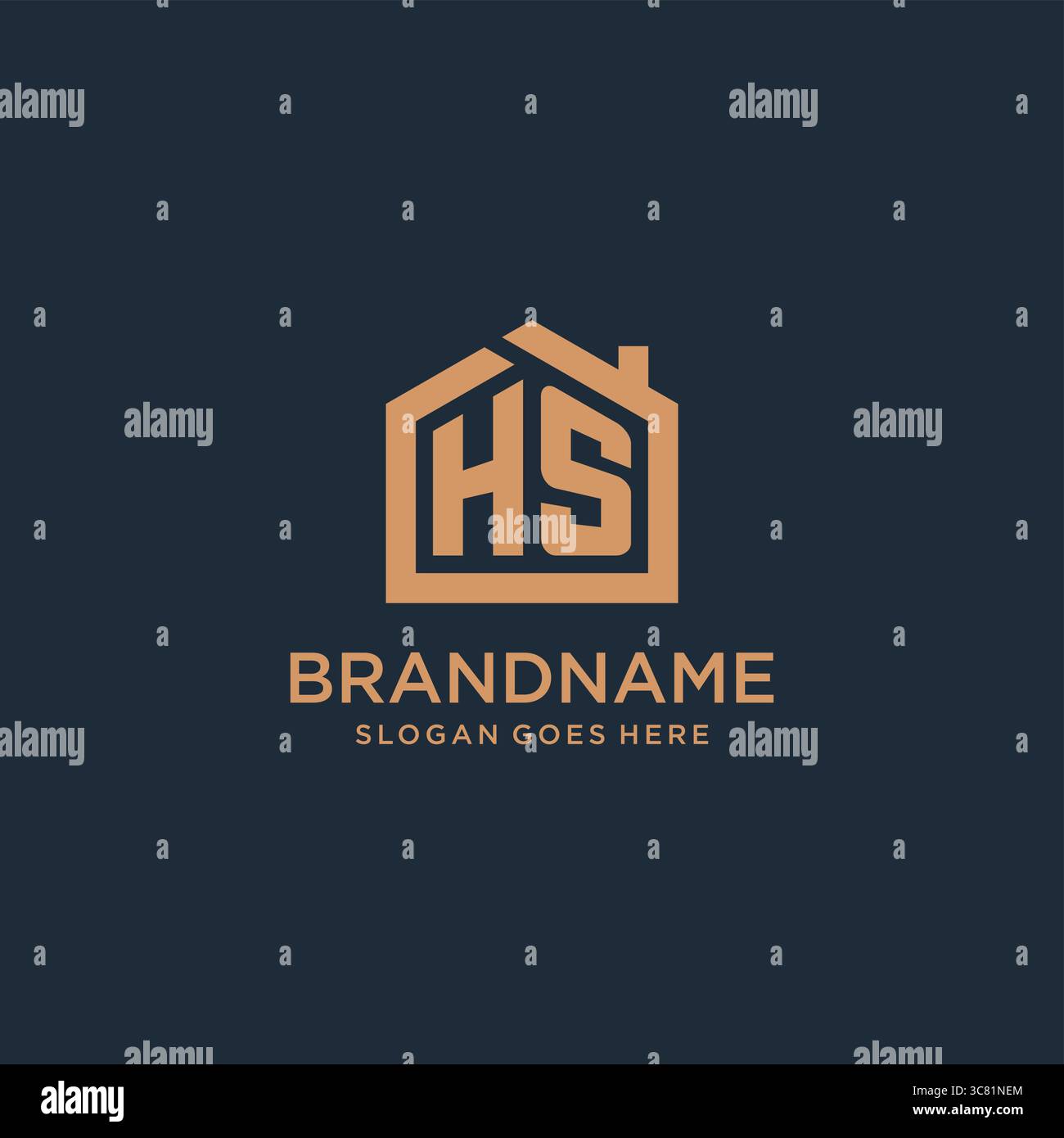 Initial letter HS logo with simple minimalist home shape icon design vector graphic Stock Vector