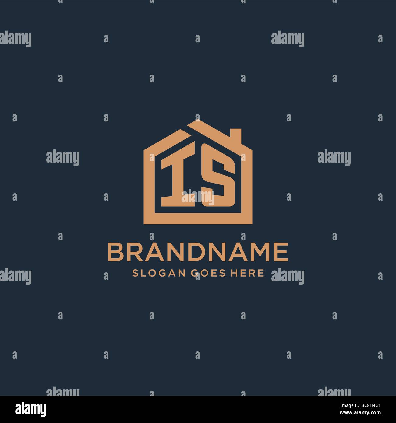 Initial letter IS logo with simple minimalist home shape icon design vector graphic Stock Vector