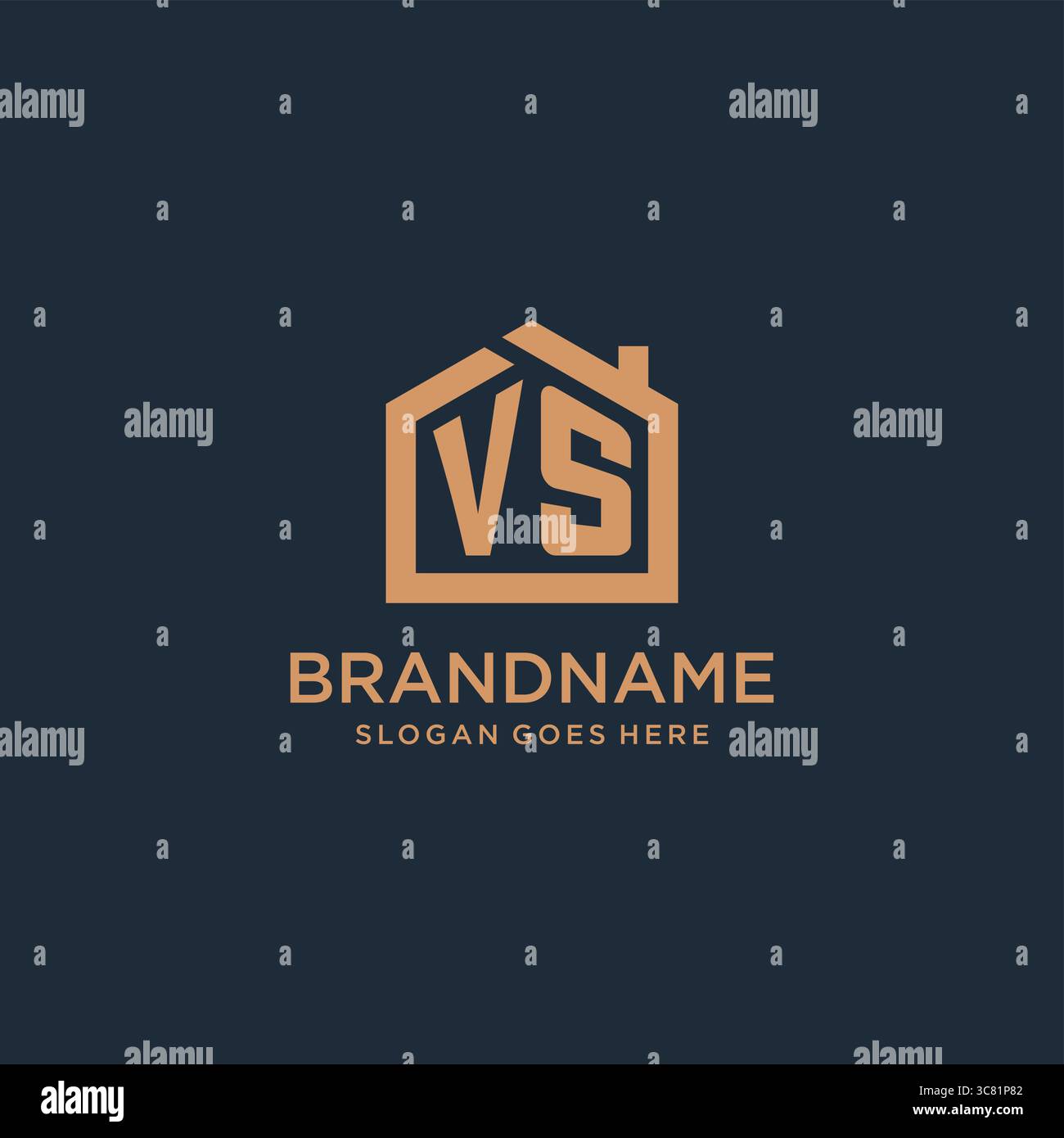 Initial letter VS logo with simple minimalist home shape icon design vector graphic Stock Vector