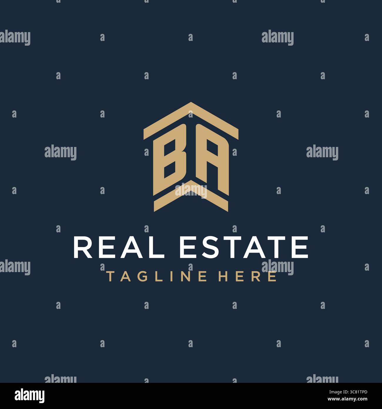 Initial BA logo for real estate with simple and creative house roof ...
