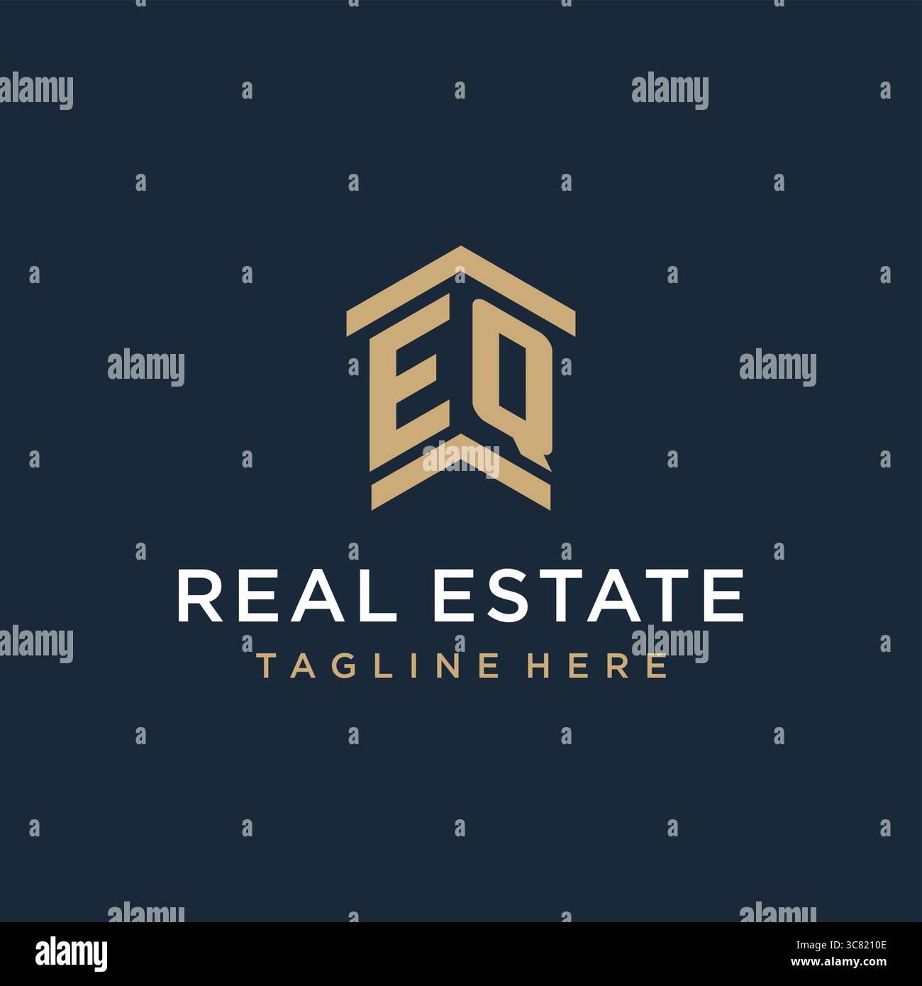 Initial EQ logo for real estate with simple and creative house roof ...