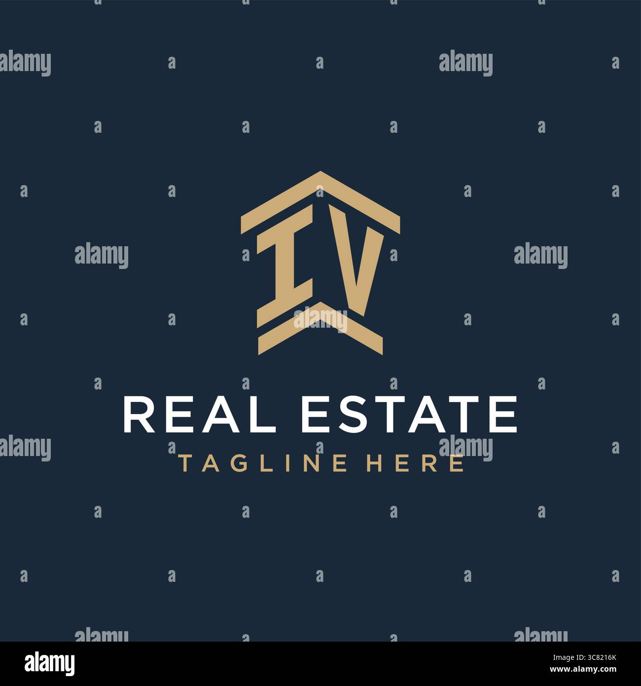 Initial IV logo for real estate with simple and creative house roof ...