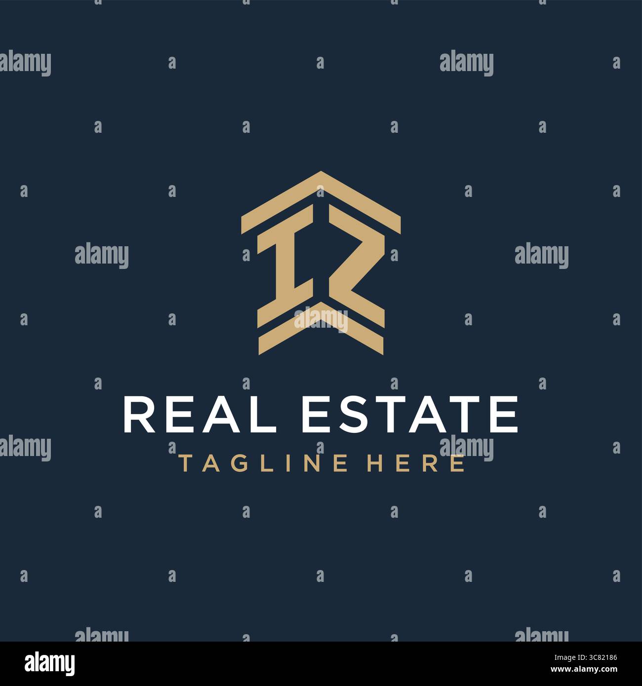 Initial IZ logo for real estate with simple and creative house roof ...