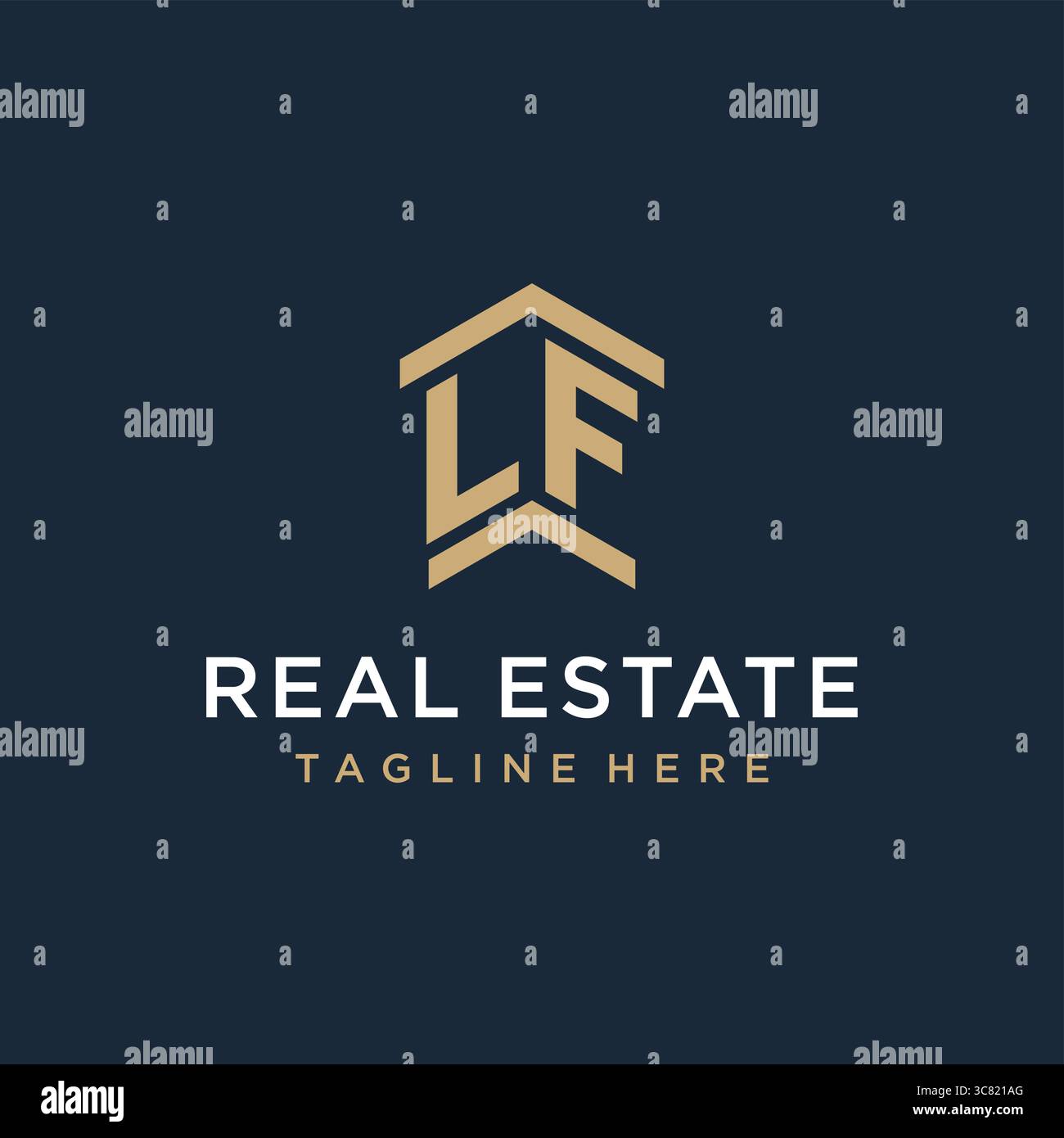 Initial LF logo for real estate with simple and creative house roof ...