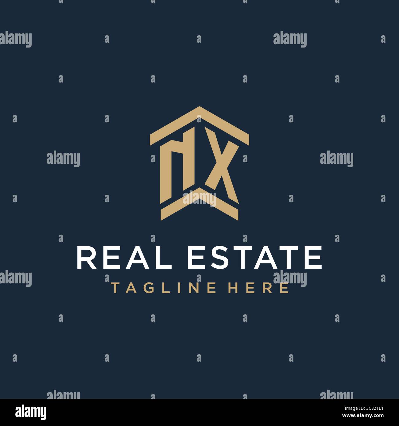Initial NX logo for real estate with simple and creative house roof ...