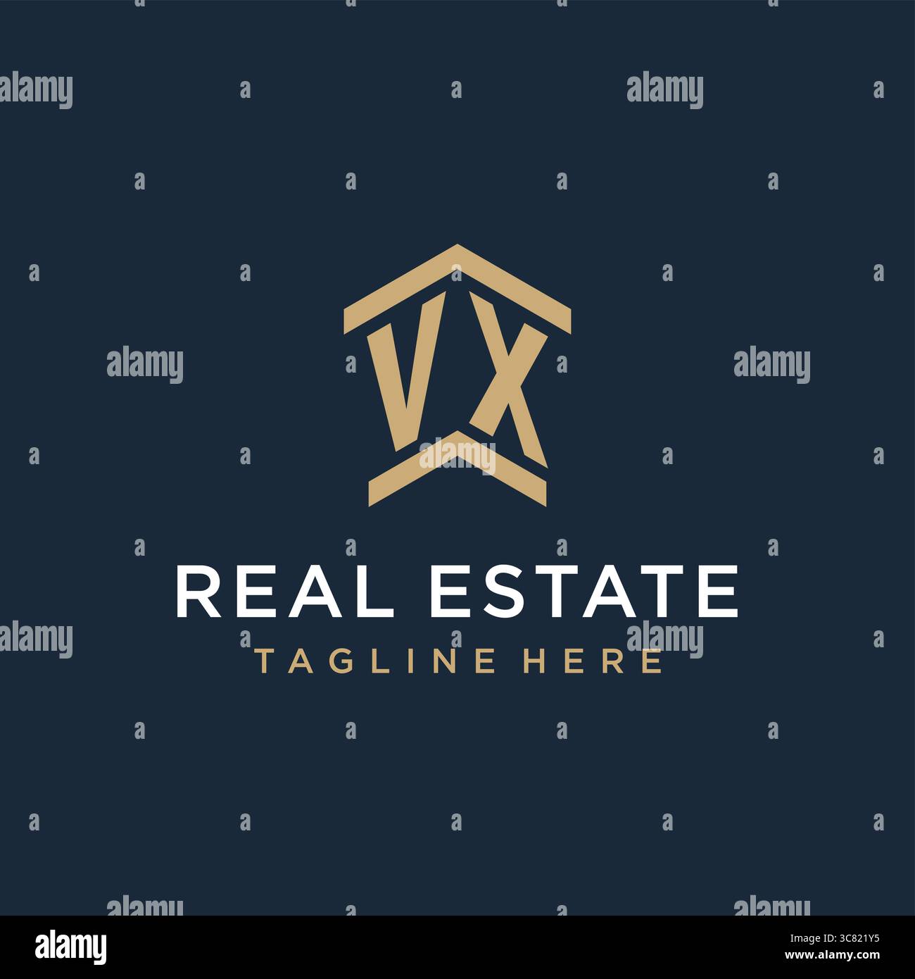 Initial VX logo for real estate with simple and creative house roof icon logo design ideas vector graphic vector graphic Stock Vector