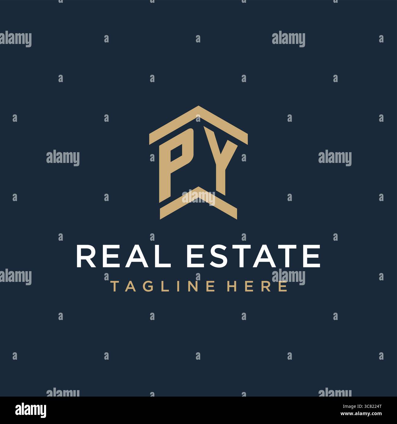 Initial PY logo for real estate with simple and creative house roof ...