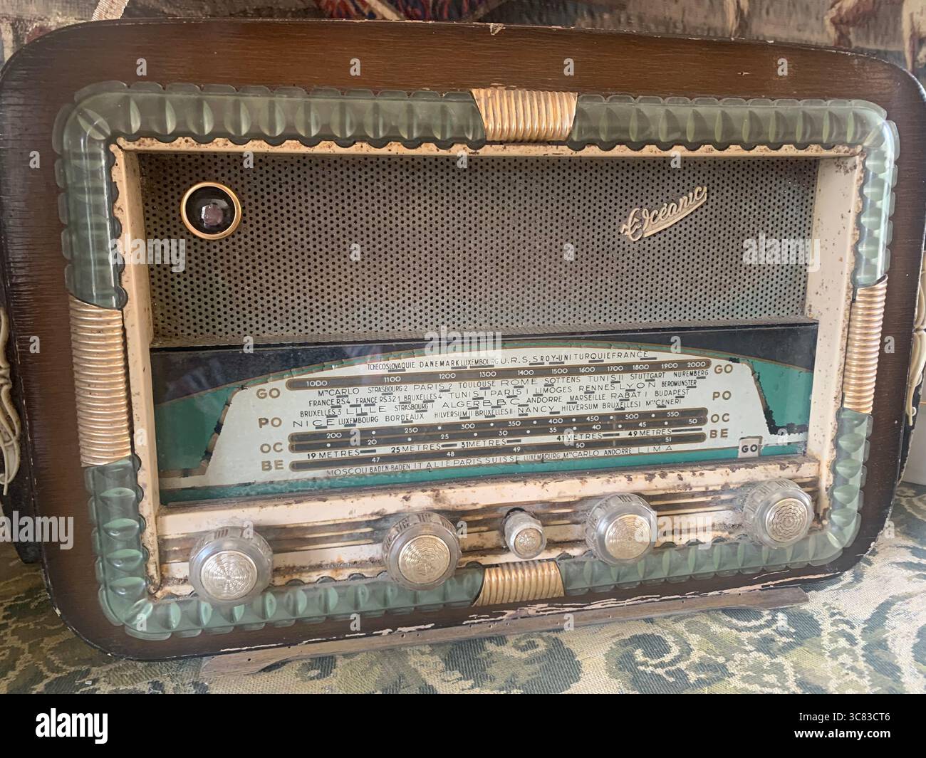 Chateau Bizi France French monument historic place gardens museum old ancient fountain water lake piano harp playing play people performance - Smartphone Captured Stock Image