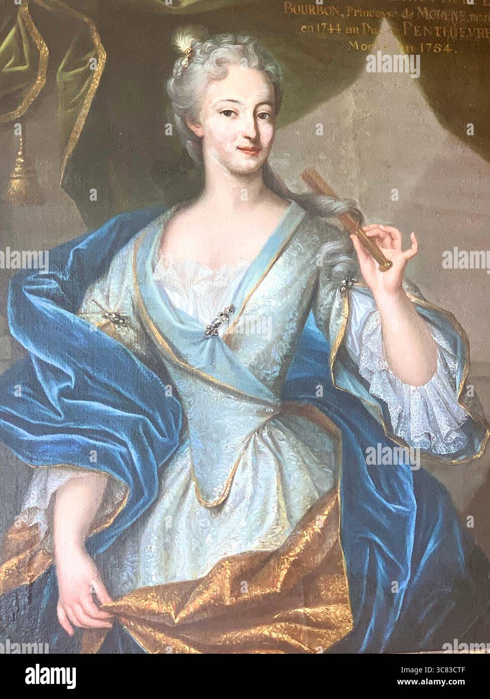 Chateau Bizi France French monument historic place gardens museum old ancient fountain water lake piano harp playing play people performance - Smartphone Captured Stock Image